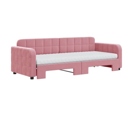 vidaXL Lit de jour avec lit gigogne et matelas rose 80x200 cm velours