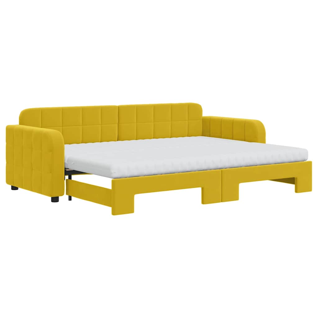 E-shop vidaXL Rozkladacia denná posteľ s matracmi žltá 80x200 cm zamat