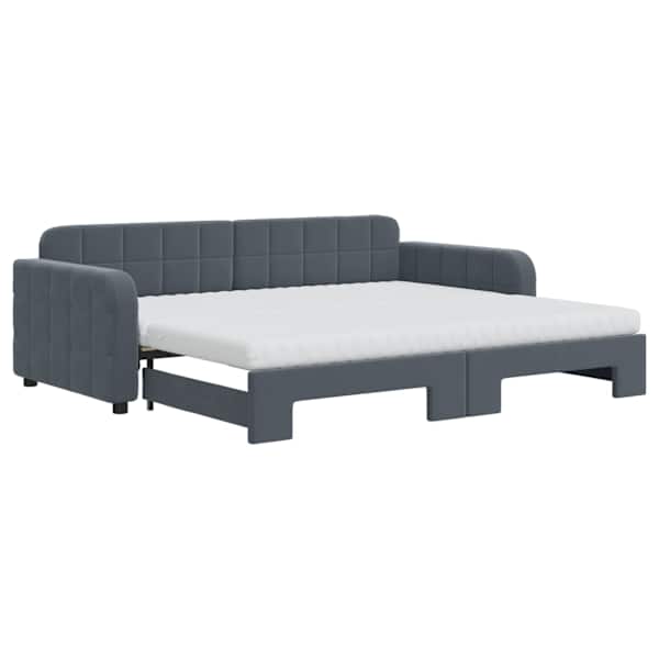 vidaXL diivanvoodi v&auml;ljat&otilde;mmatava osaga, tumehall 90x200 cm, samet