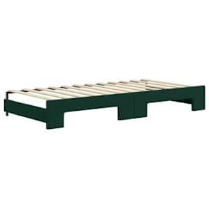 Válenda s přistýlkou a matracemi tmavě zelená 90 x 200 cm samet - obrázek 5