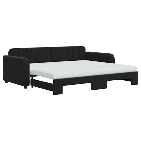 vidaXL diivanvoodi v&auml;ljat&otilde;mmatava osaga, must, 90x200 cm, samet