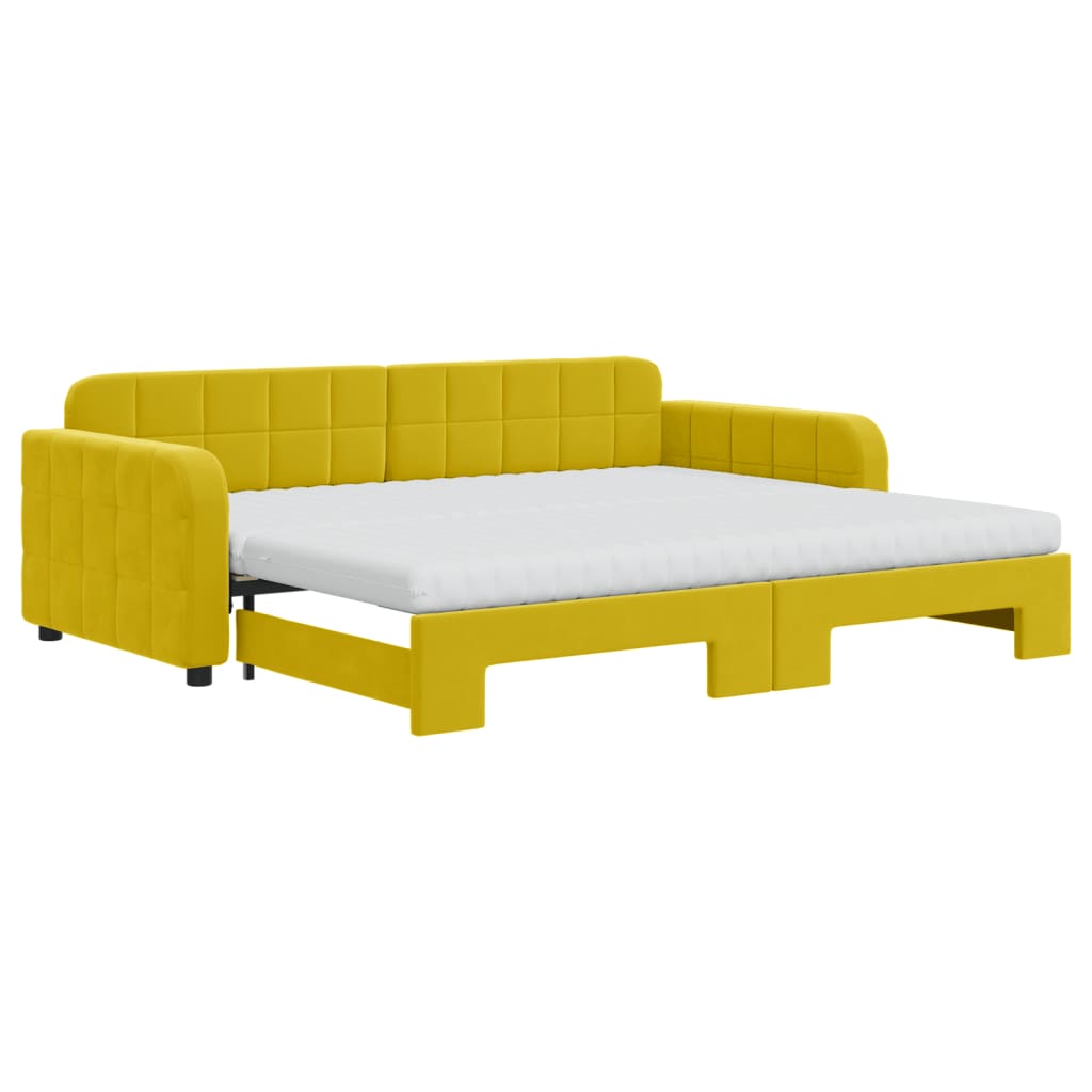 vidaXL Válenda s přistýlkou a matracemi žlutá 90 x 200 cm samet