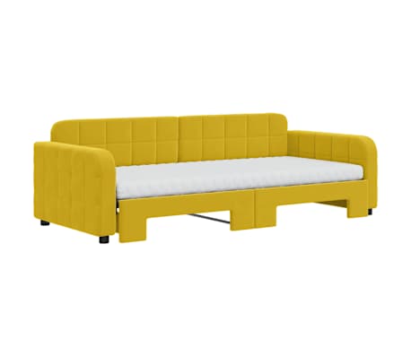 vidaXL Lit de jour avec gigogne et matelas jaune 90x200 cm velours