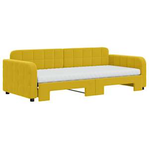 vidaXL Lit de jour avec gigogne et matelas jaune 90x200 cm velours
