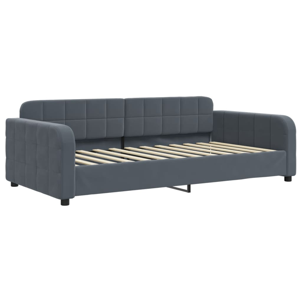 vidaXL Slaapbank onderschuifbed matrassen 100x200cm fluweeldonkergrijs grijs, foto 4