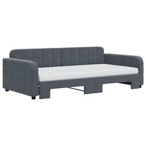 Válenda s přistýlkou a matracemi tmavě šedá 100 x 200 cm samet - obrázek 3