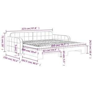 Válenda s přistýlkou a matracemi žlutá 100 x 200 cm samet - obrázek 12