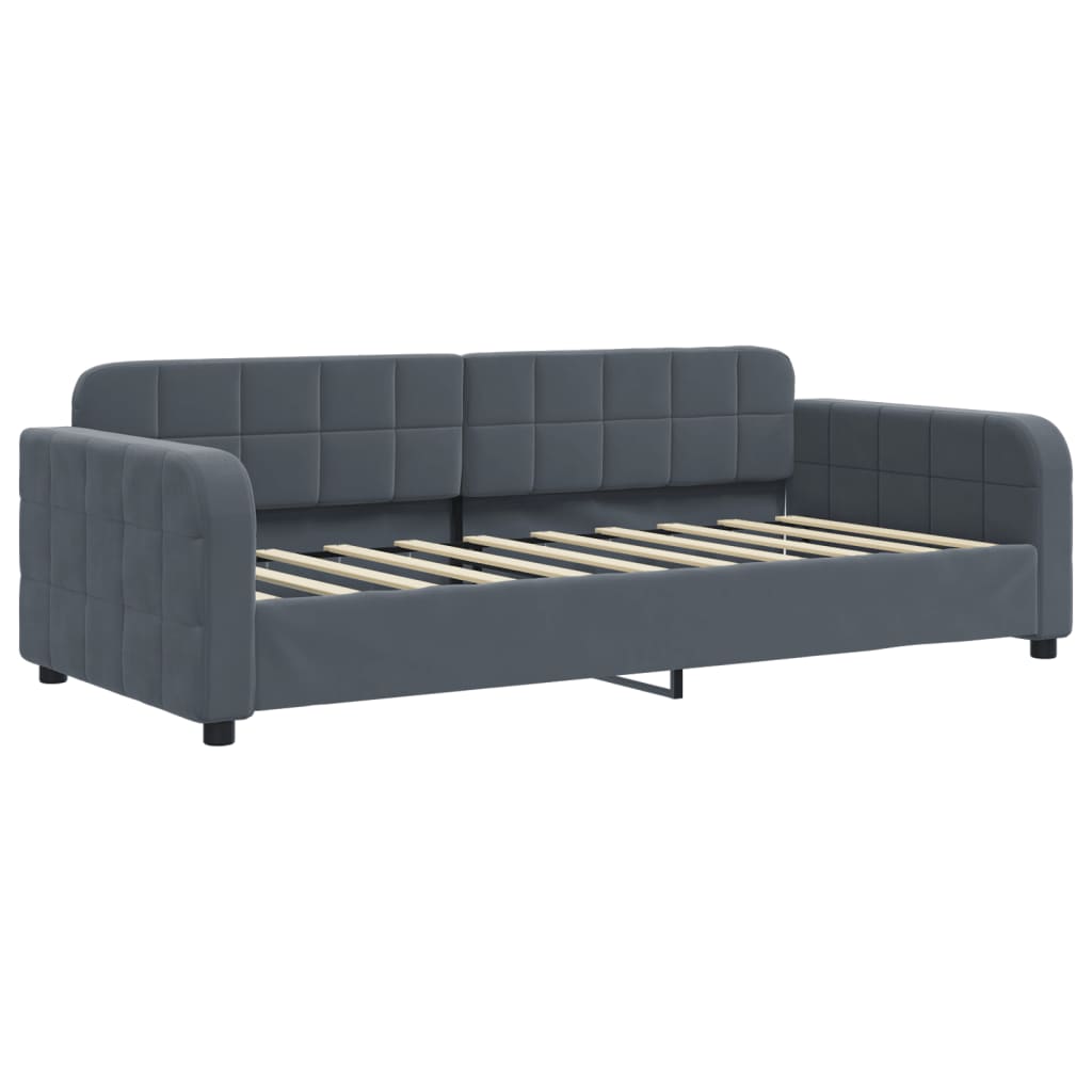 vidaXL Slaapbank onderschuifbed matrassen 90x190cm fluweel donkergrijs grijs, foto 4