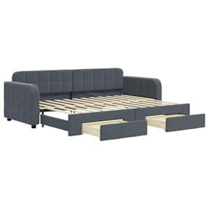 Válenda s přistýlkou a zásuvkami tmavě šedá 80 x 200 cm samet - obrázek 2