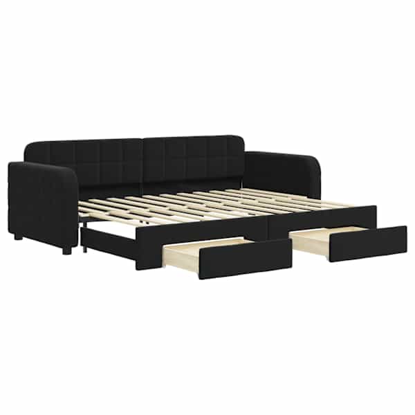vidaXL diivanvoodi v&auml;ljat&otilde;mmatava osaga, must, 80x200 cm, samet