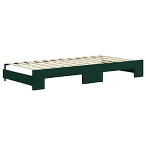 Válenda s přistýlkou a zásuvkami tmavě zelená 90 x 200 cm samet - obrázek 8