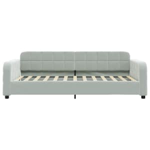 Válenda s přistýlkou a zásuvkami světle šedá 100 x 200 cm samet - obrázek 7
