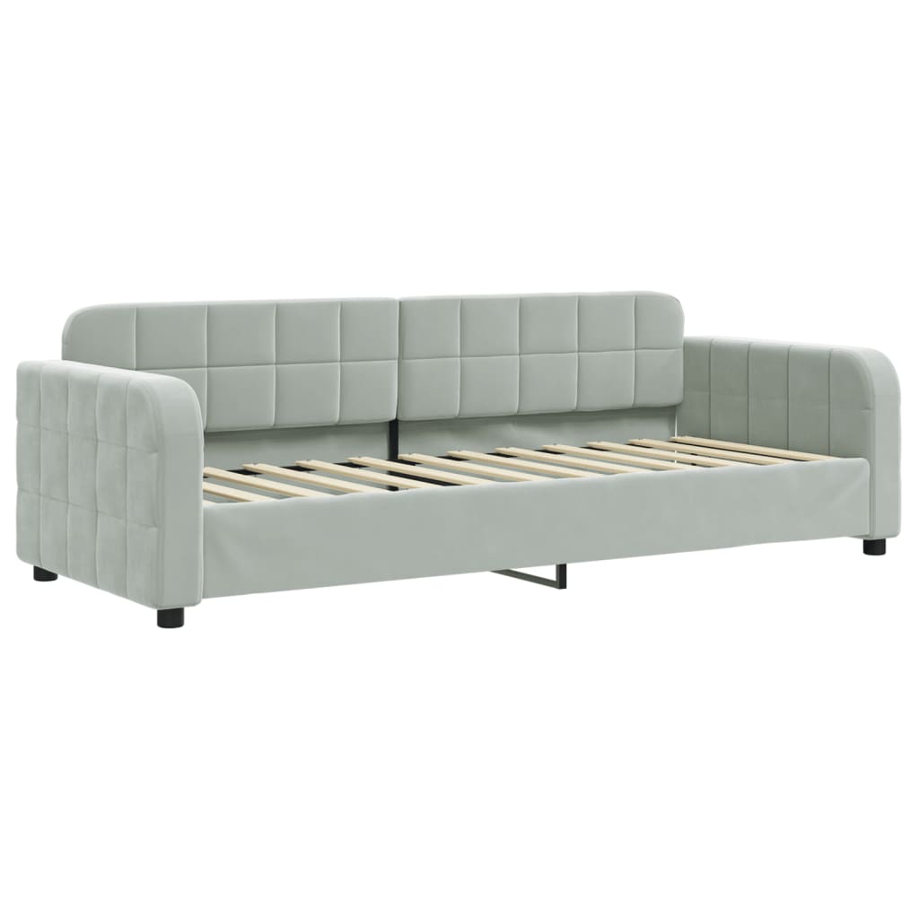 vidaXL Slaapbank onderschuifbed en lades 80x200 cm fluweel lichtgrijs grijs, foto 4