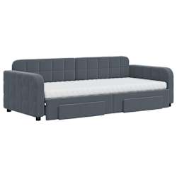 vidaXL Slaapbank onderschuifbed en lades 90x200 cm fluweel donkergrijs