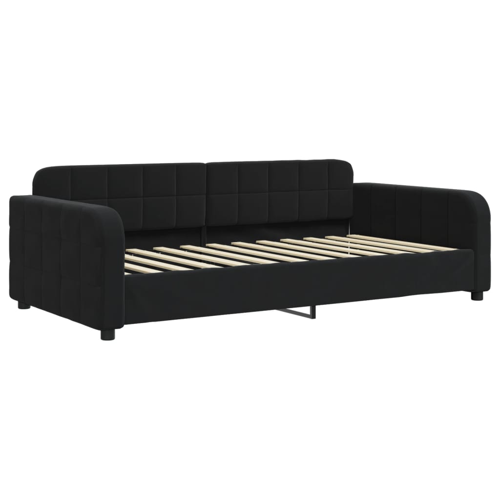 vidaXL Slaapbank met onderschuifbed en lades 100x200 cm fluweel zwart, foto 4