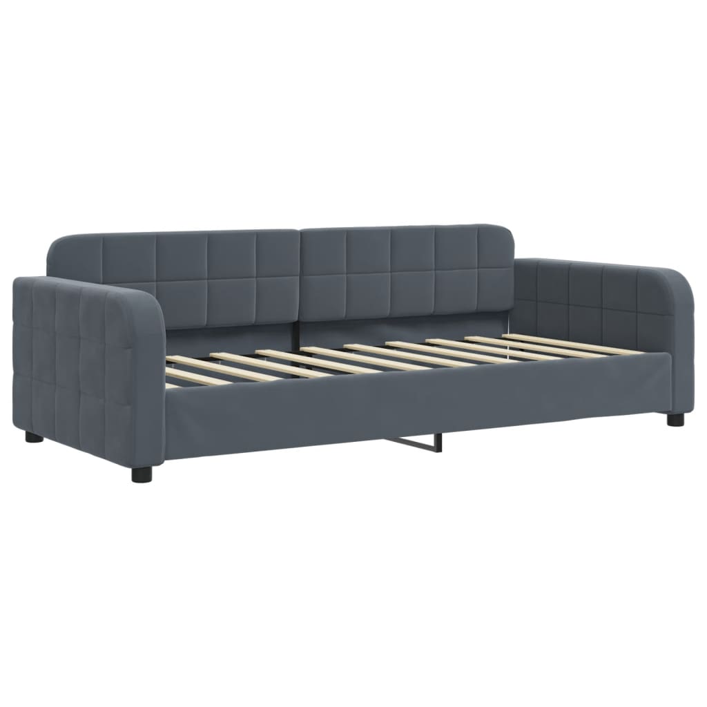 vidaXL Slaapbank onderschuifbed en lades 90x190 cm fluweel donkergrijs grijs, foto 4