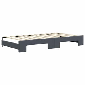 Válenda s přistýlkou a zásuvkami tmavě šedá 90 x 190 cm samet - obrázek 5