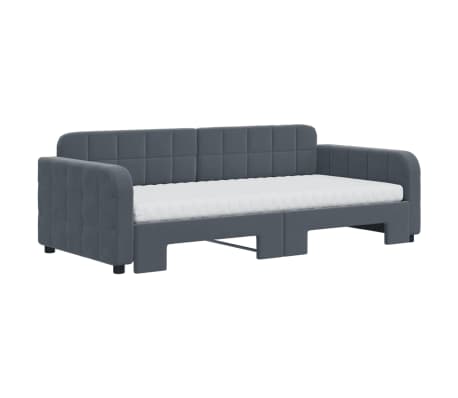vidaXL Daybed with Trundle and Mattresses Dark Grey 90x190 cm Velvet
