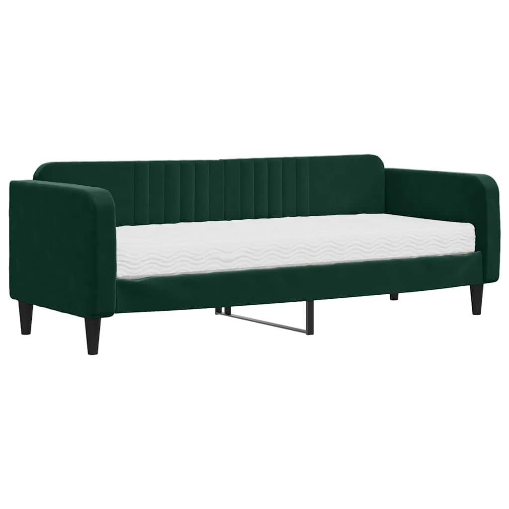 vidaXL Slaapbank met matras 80x200 cm fluweel donkergroen groen, foto 3