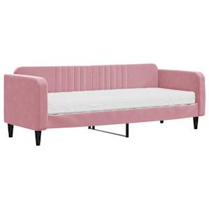 Válenda s matrací růžová 80 x 200 cm samet - obrázek 2