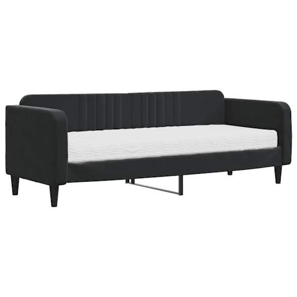 vidaXL diivanlvoodi madratsiga, must, 80x200 cm, samet