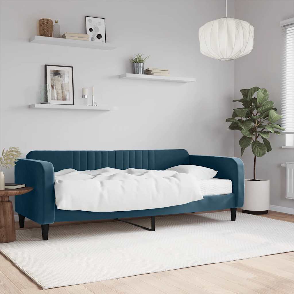 vidaXL daybed med madras 90x200 cm velour blå