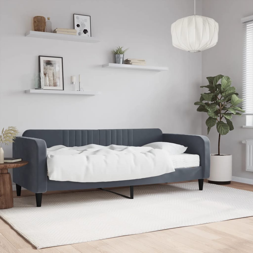 vidaXL daybed med madras 90x200 cm velour mørkegrå