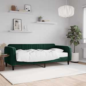 Válenda s matrací tmavě zelená 90 x 200 cm samet - obrázek 1