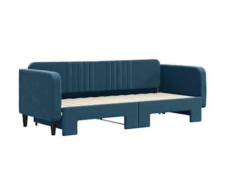 vidaXL Lit de jour avec gigogne sans matelas bleu 80x200 cm