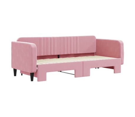 vidaXL Lit de jour avec gigogne sans matelas rose 80x200 cm