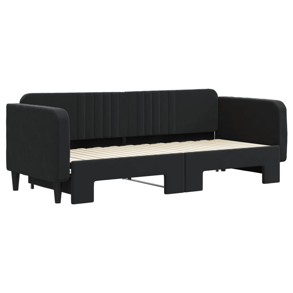 vidaXL Slaapbank met onderschuifbed 80x200 cm fluweel zwart, foto 2