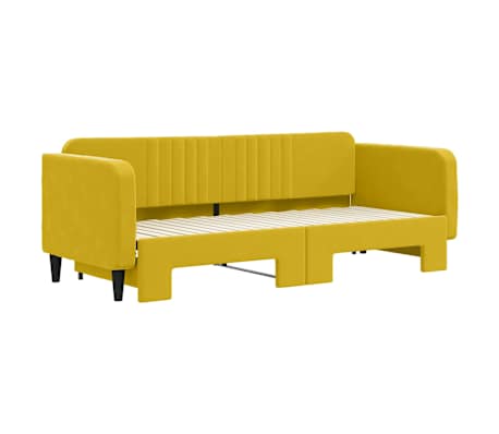 vidaXL Svefnsófi með Hjólaplötu Gulur 80x200 cm Flauel