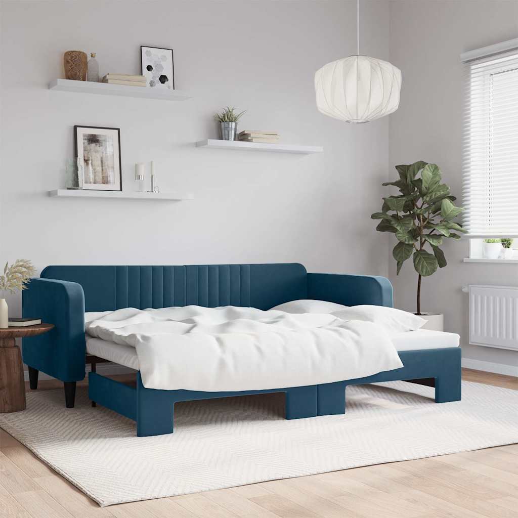 vidaXL daybed med udtræk 90x200 cm velour blå