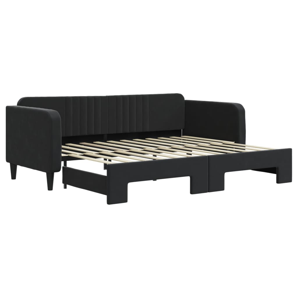 vidaXL Slaapbank met onderschuifbed 90x200 cm fluweel zwart, foto 3