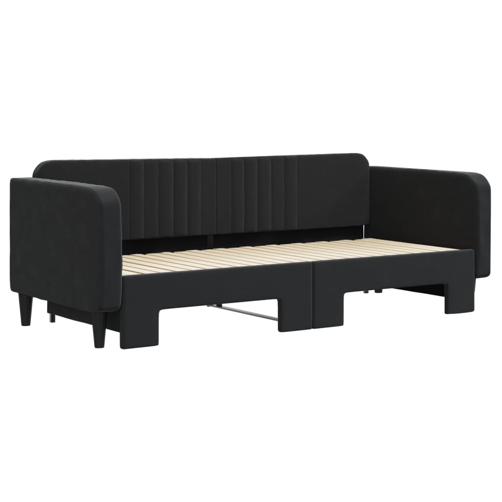 vidaXL Slaapbank met onderschuifbed 90x200 cm fluweel zwart, foto 2