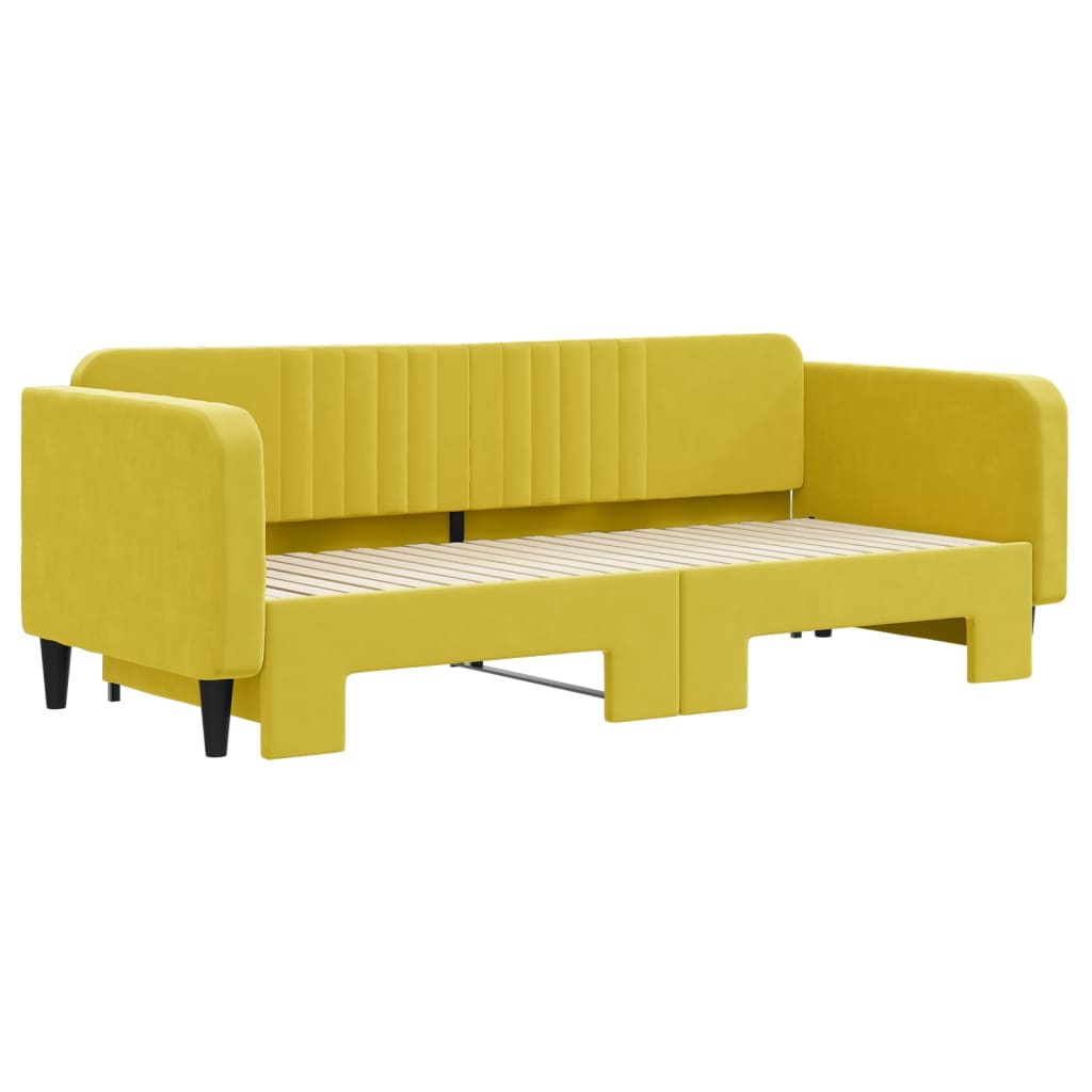 vidaXL Denná posteľ s rozkladacou posteľou žltá 90x200 cm zamat