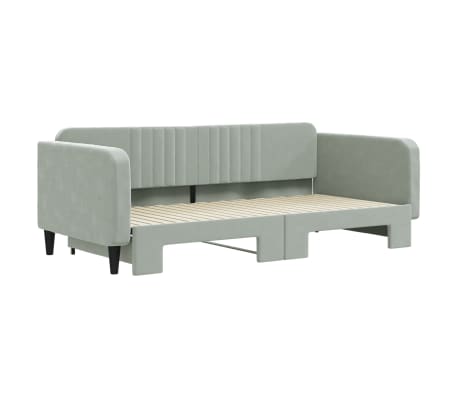 vidaXL Sofa rozsuwana, jasnoszara, 100x200 cm, aksamit