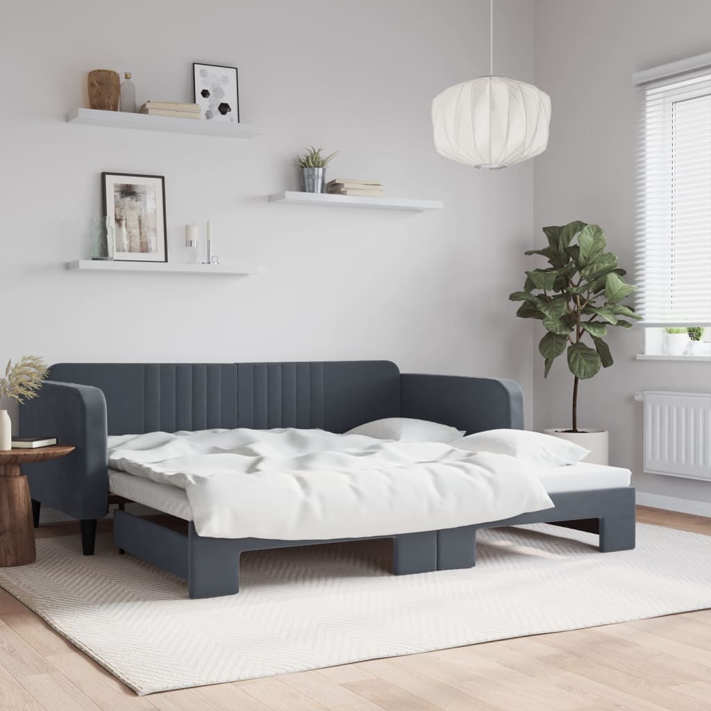 vidaXL daybed med udtræk 100x200 cm velour mørkegrå