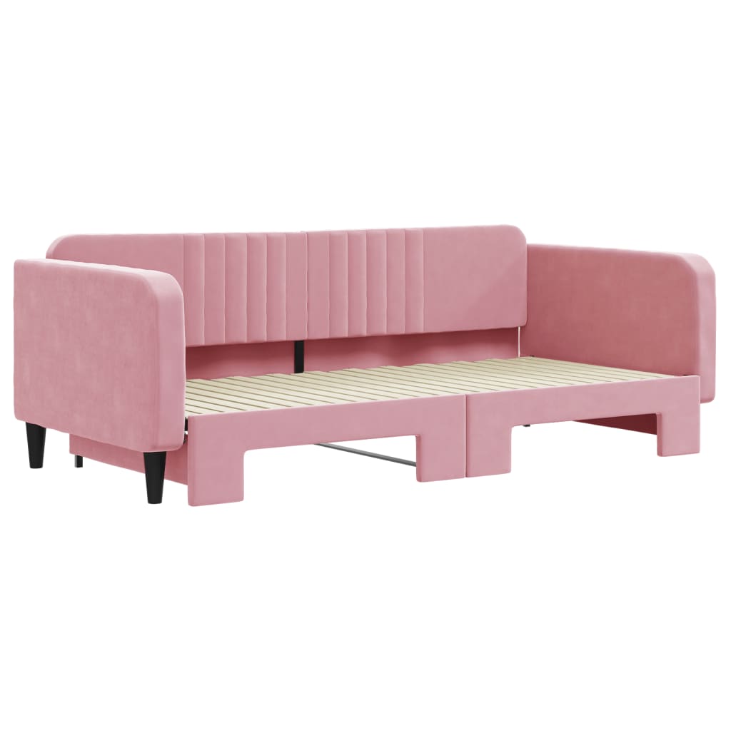 vidaXL Καναπές Κρεβάτι Συρόμενος Ροζ 100x200 εκ. Βελούδινος