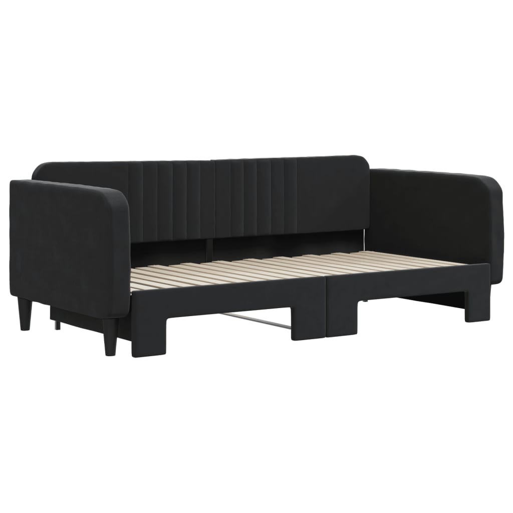 vidaXL Slaapbank met onderschuifbed 90x190 cm fluweel zwart afbeelding