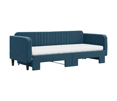 vidaXL Tagesbett Ausziehbar mit Matratzen Blau 80x200 cm Samt