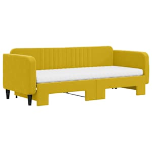 vidaXL Tagesbett Ausziehbar mit Matratzen Gelb 80x200 cm Samt