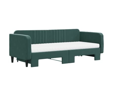 vidaXL Lit de jour avec gigogne et matelas vert foncé 90x200cm velours