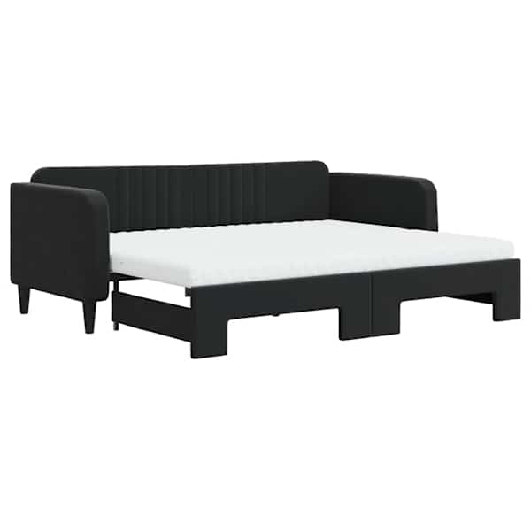 vidaXL diivanvoodi v&auml;ljat&otilde;mmatava osaga, must, 90x200 cm, samet