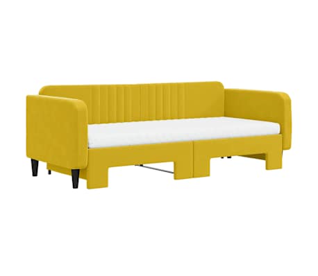 vidaXL Lit de jour avec gigogne et matelas jaune 90x200 cm velours