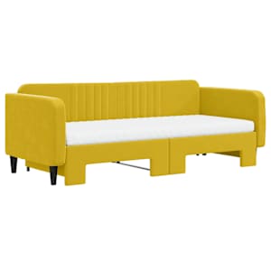 vidaXL Lit de jour avec gigogne et matelas jaune 90x200 cm velours
