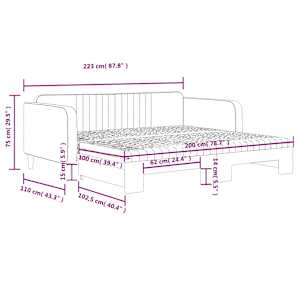Válenda s přistýlkou a matracemi světle šedá 100x200 cm samet - obrázek 12