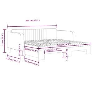 Válenda s přistýlkou a matracemi tmavě šedá 100 x 200 cm samet - obrázek 12
