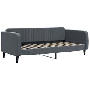 Válenda s přistýlkou a matracemi tmavě šedá 100 x 200 cm samet - obrázek 4