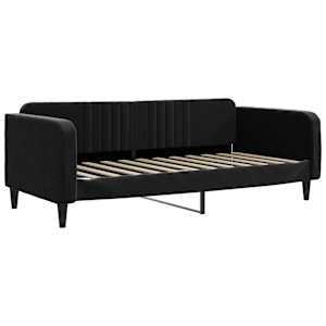 Válenda s přistýlkou a matracemi černá 100 x 200 cm samet - obrázek 4